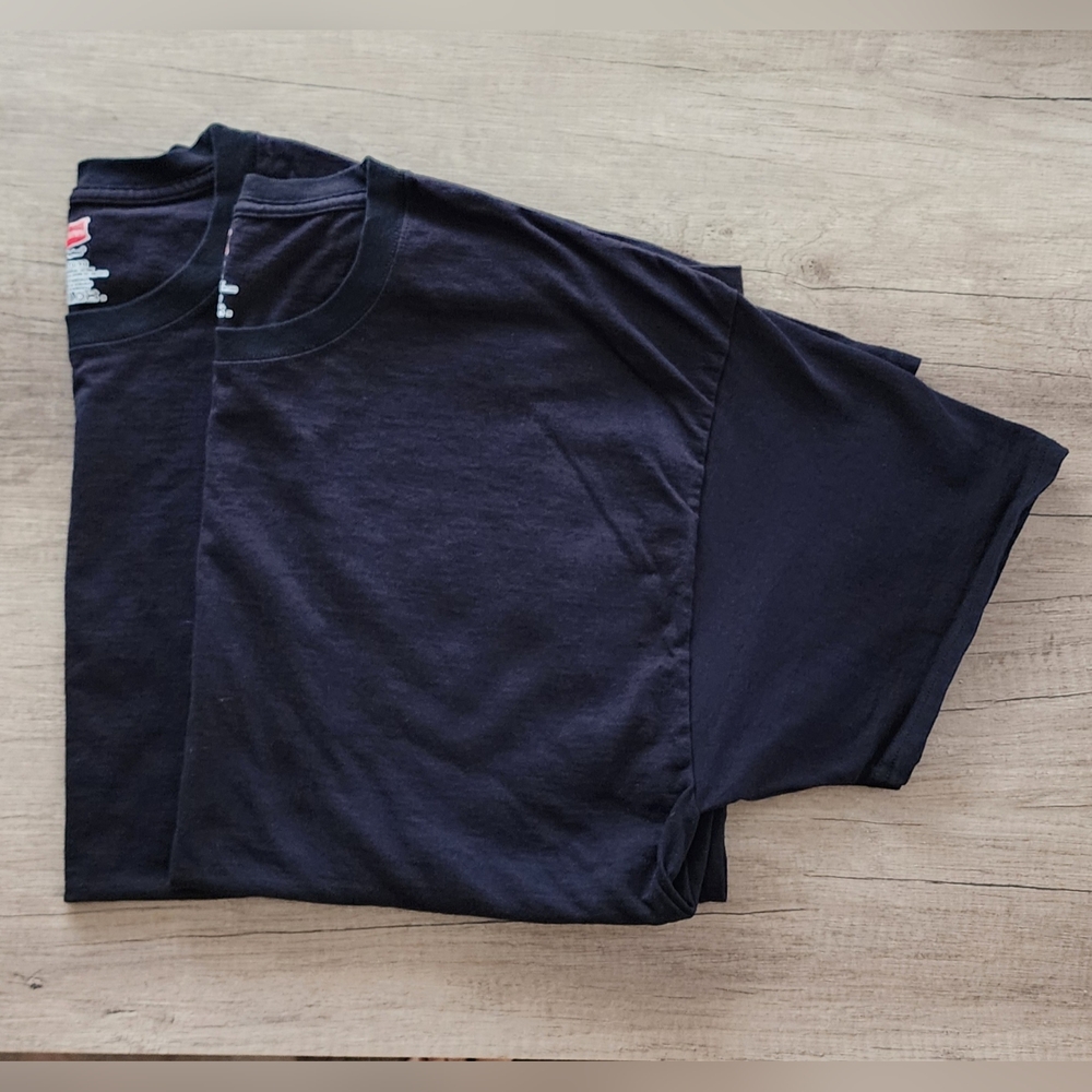Hanes Tagless‎ Preshrunk Crewneck Black Pair of T-shirts Men's XL